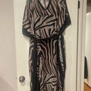 VENUS Zebra Print Maxi Dress in Black and Cream